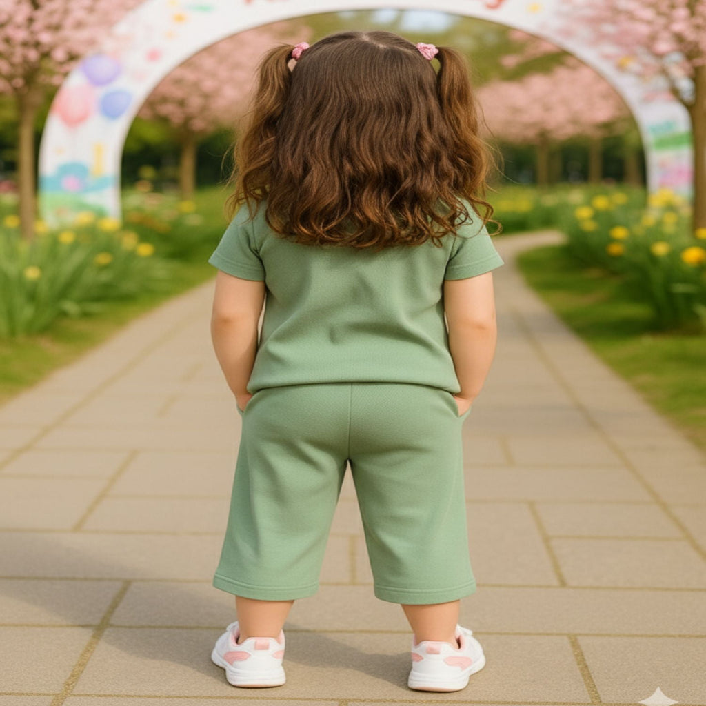Girls Graphic Ribbed Tee & Capri Set