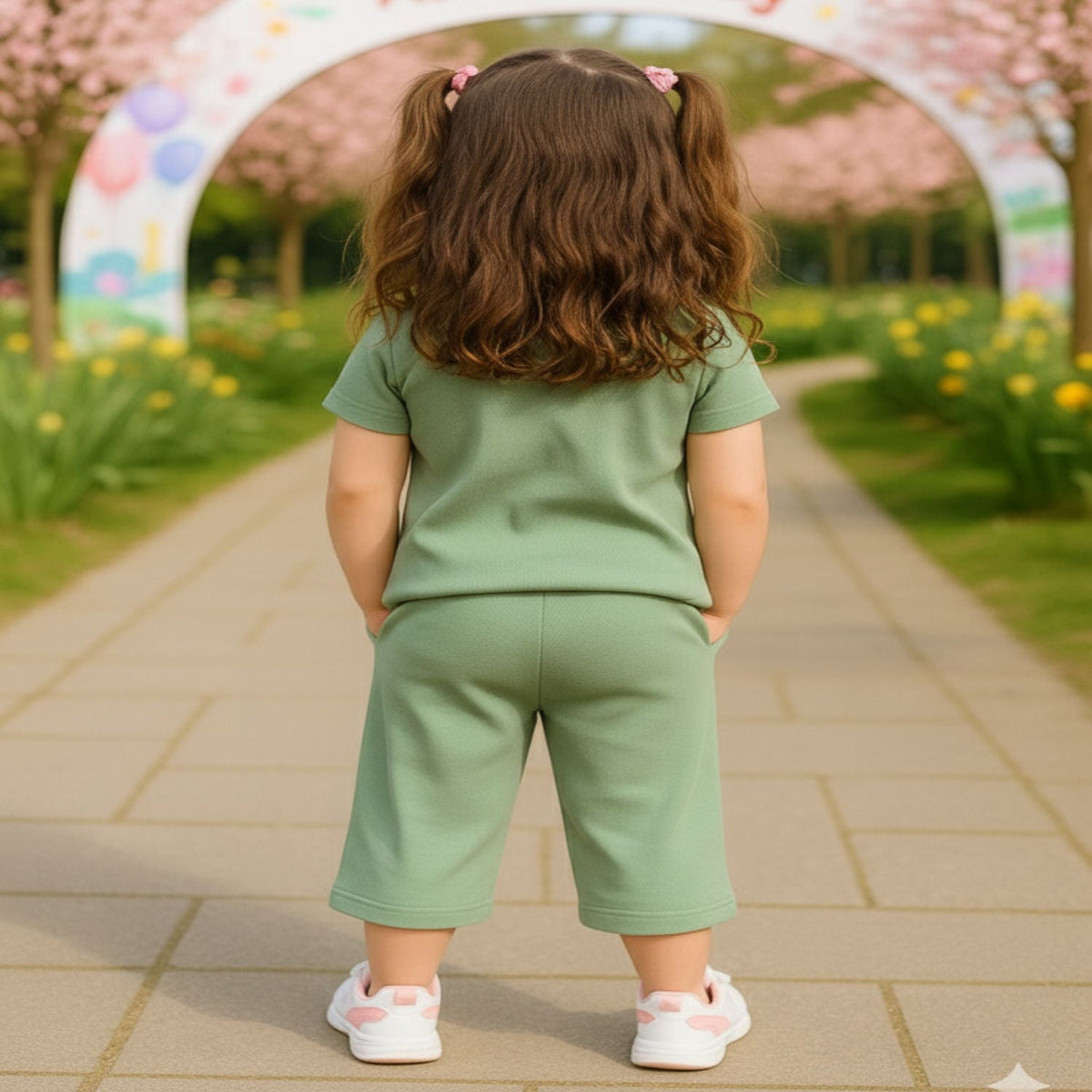 Girls Graphic Ribbed Tee & Capri Set