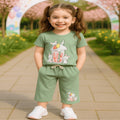 Girls Graphic Ribbed Tee & Capri Set