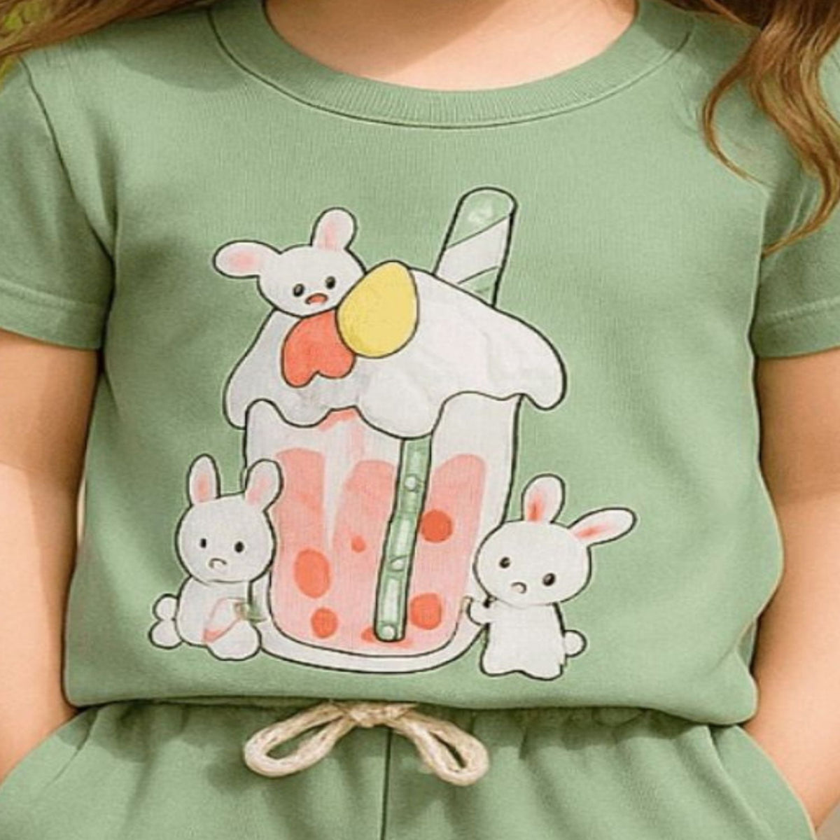 Girls Graphic Ribbed Tee & Capri Set