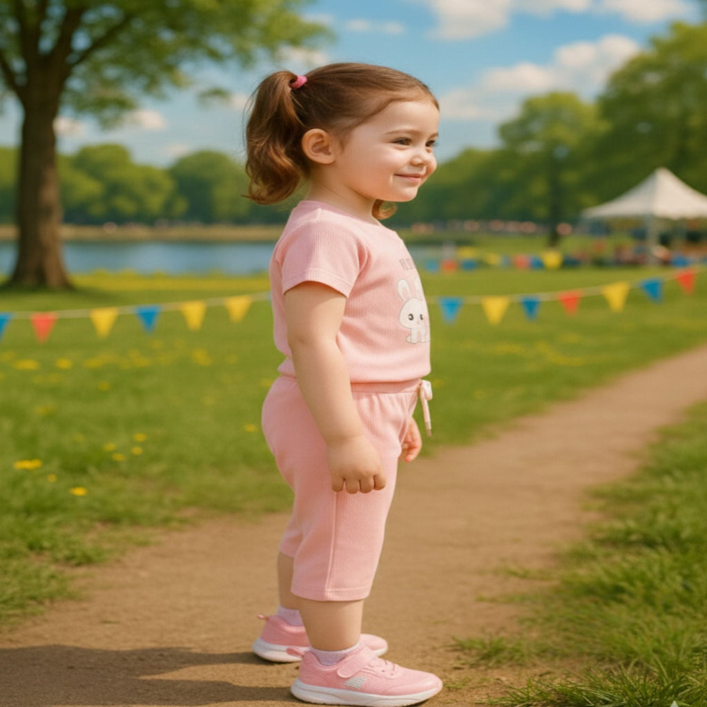 Girls Graphic Ribbed Tee & Capri Set