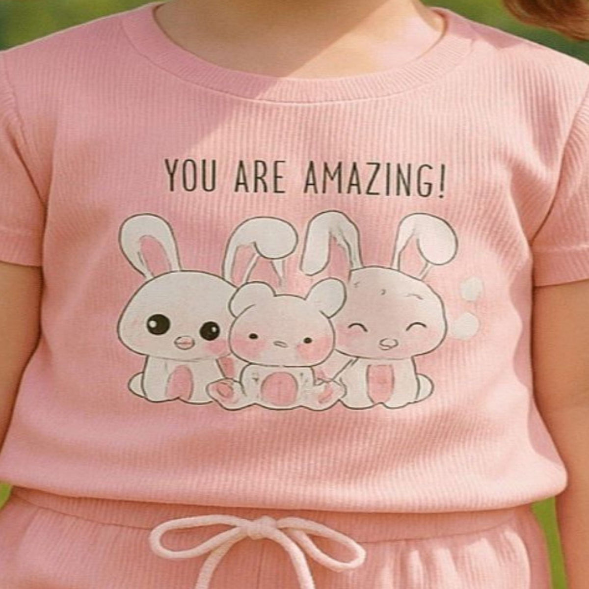 Girls Graphic Ribbed Tee & Capri Set
