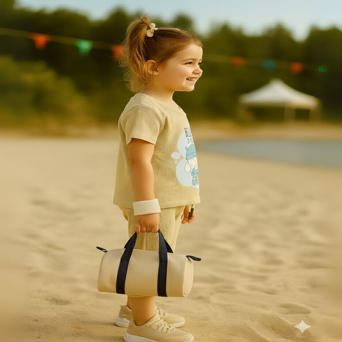 Girls Graphic Ribbed Tee & Capri Set