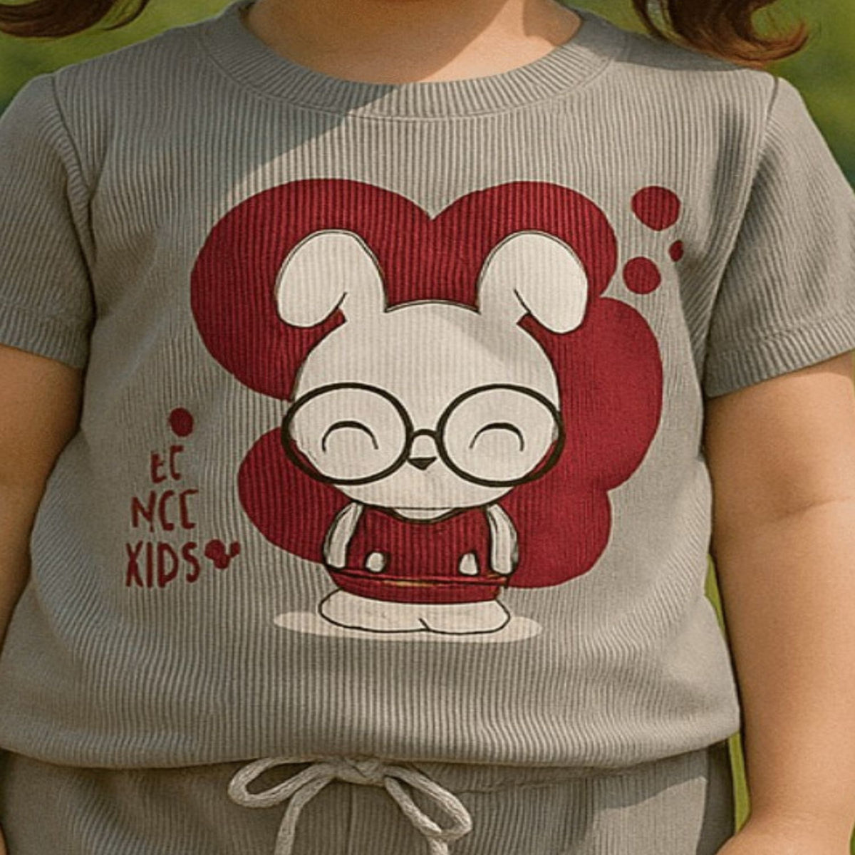 Girls Graphic Ribbed Tee & Capri Set