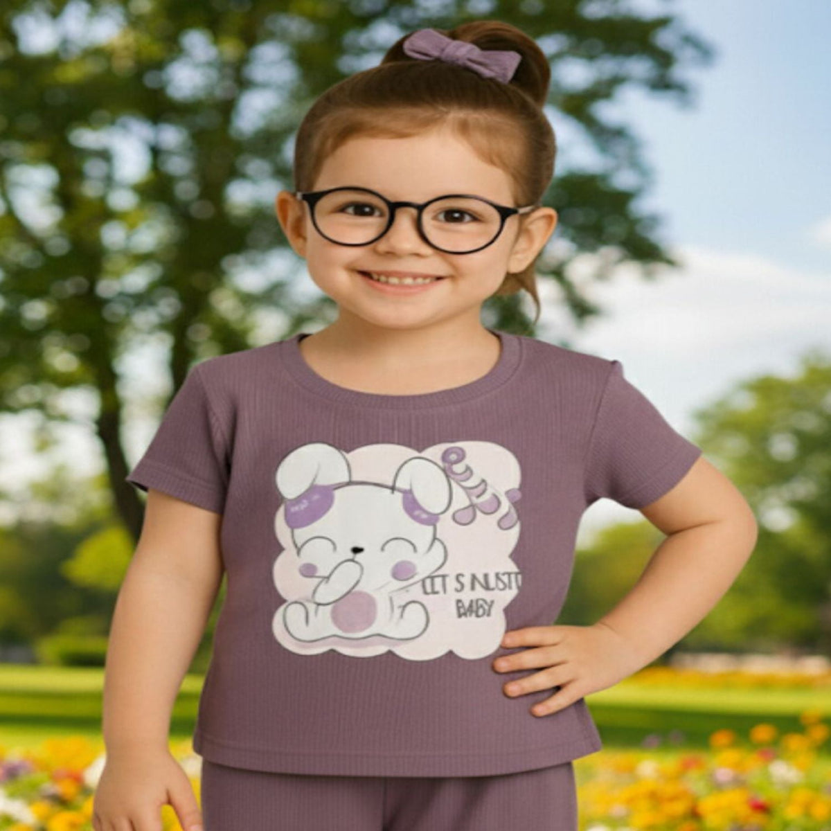 Girls Graphic Ribbed Tee & Capri Set